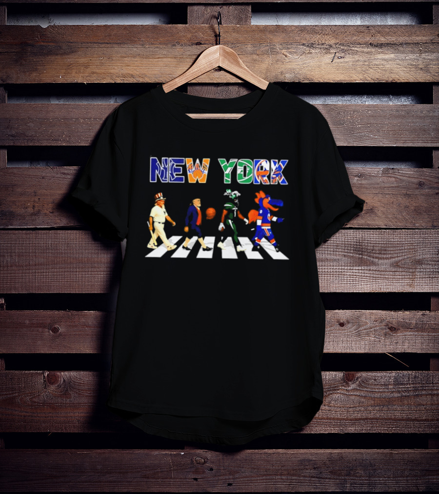 New York Yankees Knicks Jets Islanders Abbey Road Sports T-Shirt