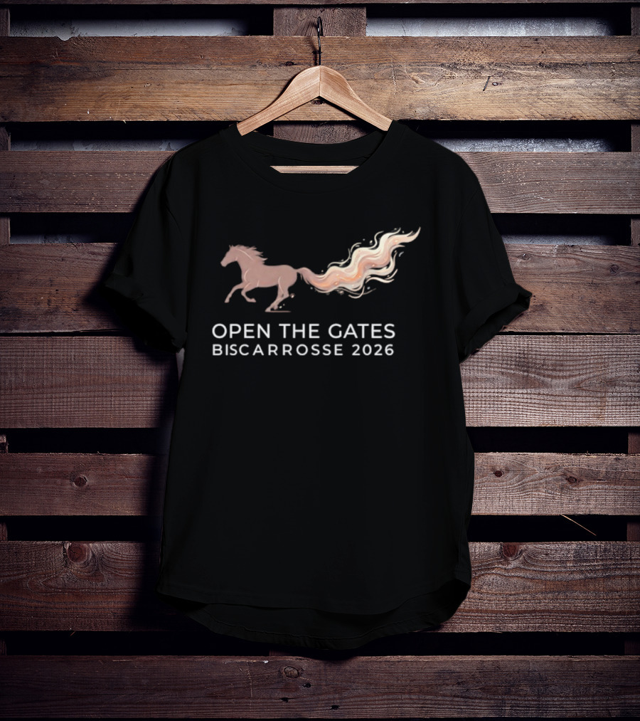 Open The Gates Biscarrosse 2026 Horse With Flowing Tail T-Shirt