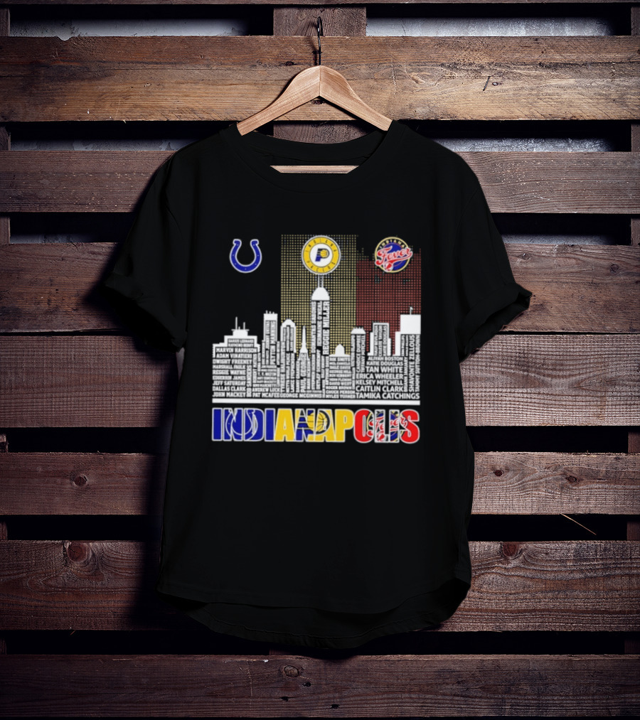 Indianapolis Colts Pacers Fever Skyline Logos And Cityscape T-Shirt