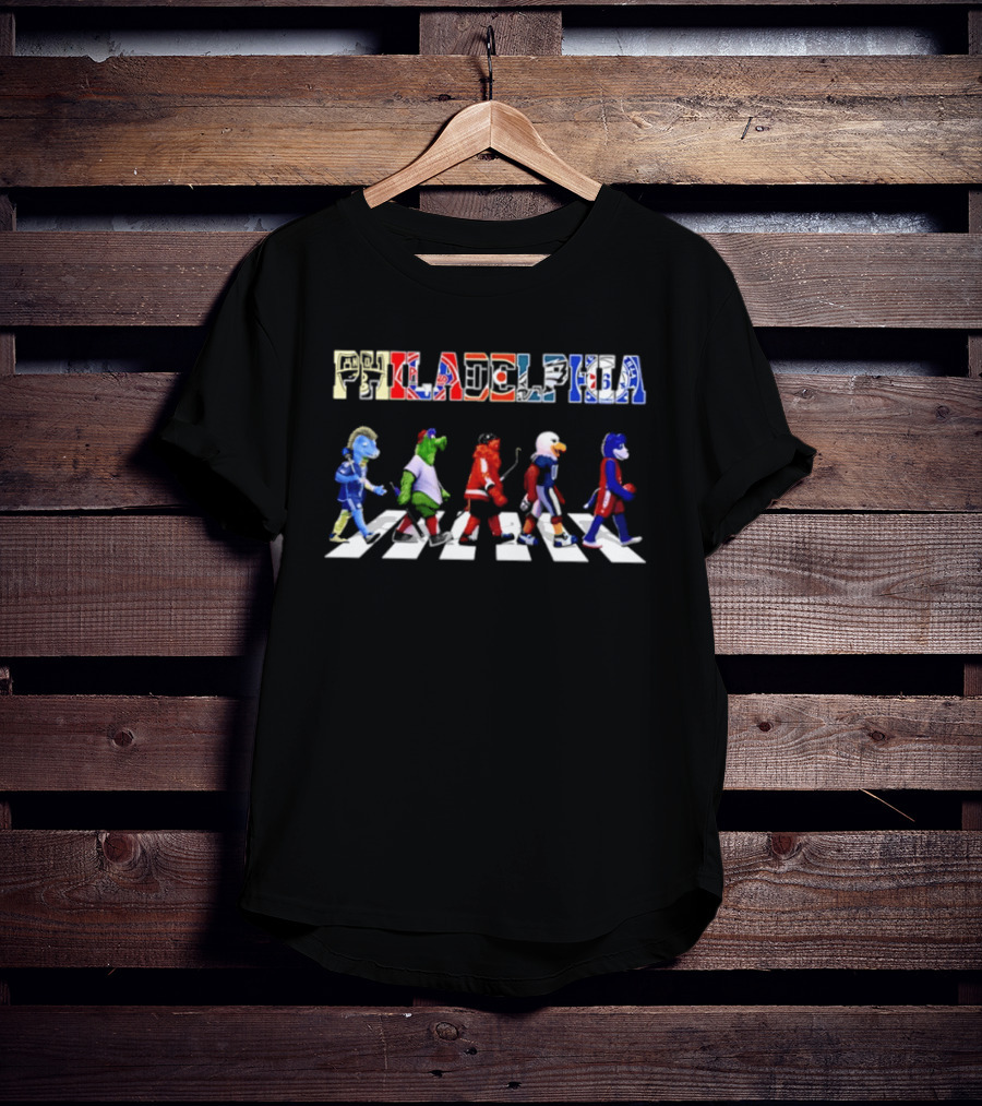 Philadelphia Sports Mascots Abbey Road Walk T-Shirt
