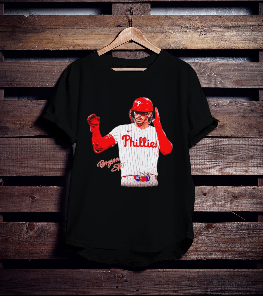 Philadelphia Phillies Bryson Stott Baseball Player Red And White Uniform T-Shirt