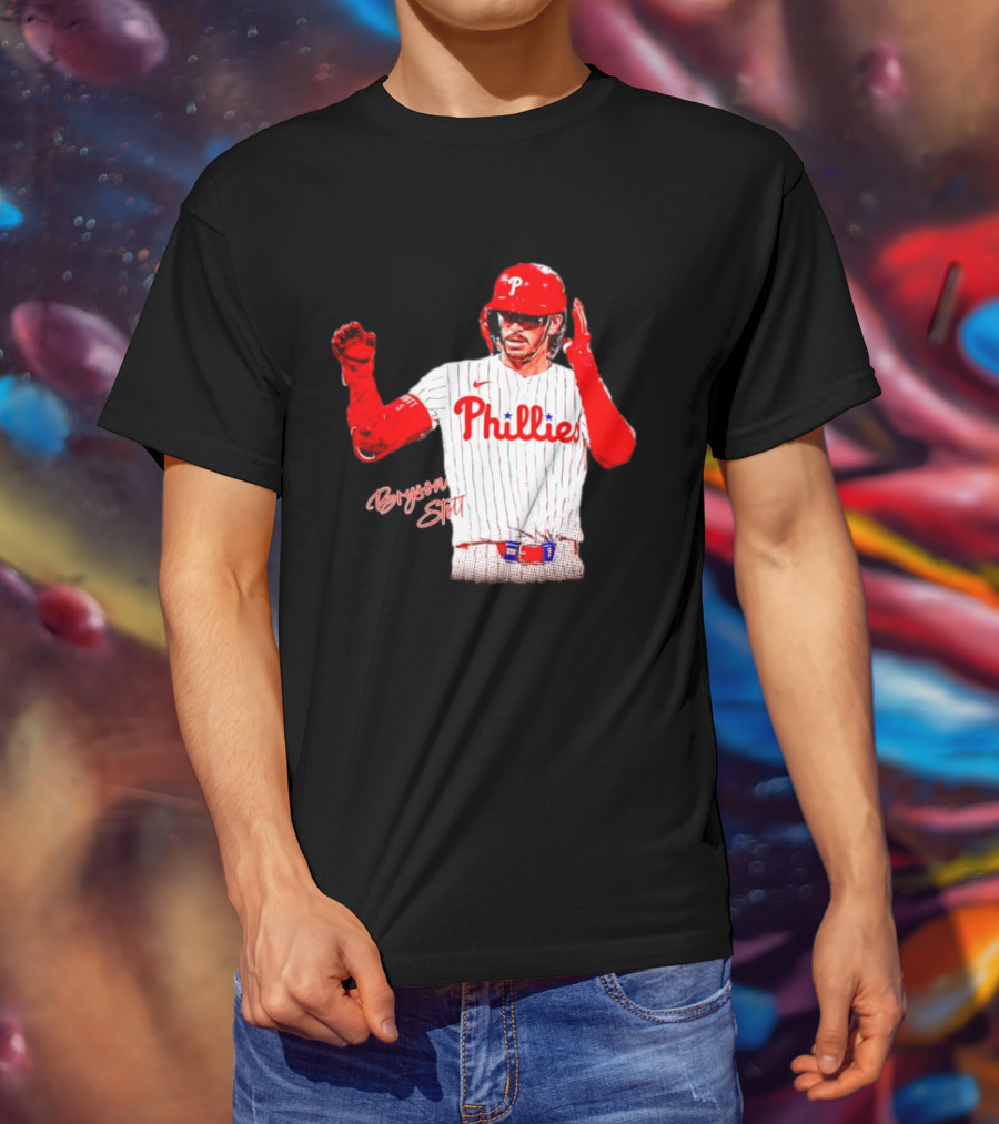 Philadelphia Phillies Bryson Stott Baseball Player Red And White Uniform T-Shirt