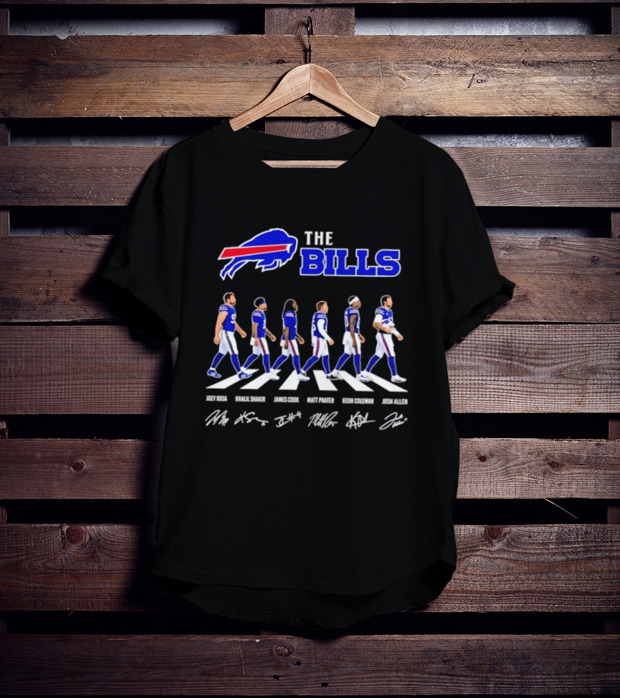 The Bills Josh Allen Joey Bosa Khalil Shakir James Cook Keon Coleman Matt Prater Abbey Road NFL Signatures T-Shirt