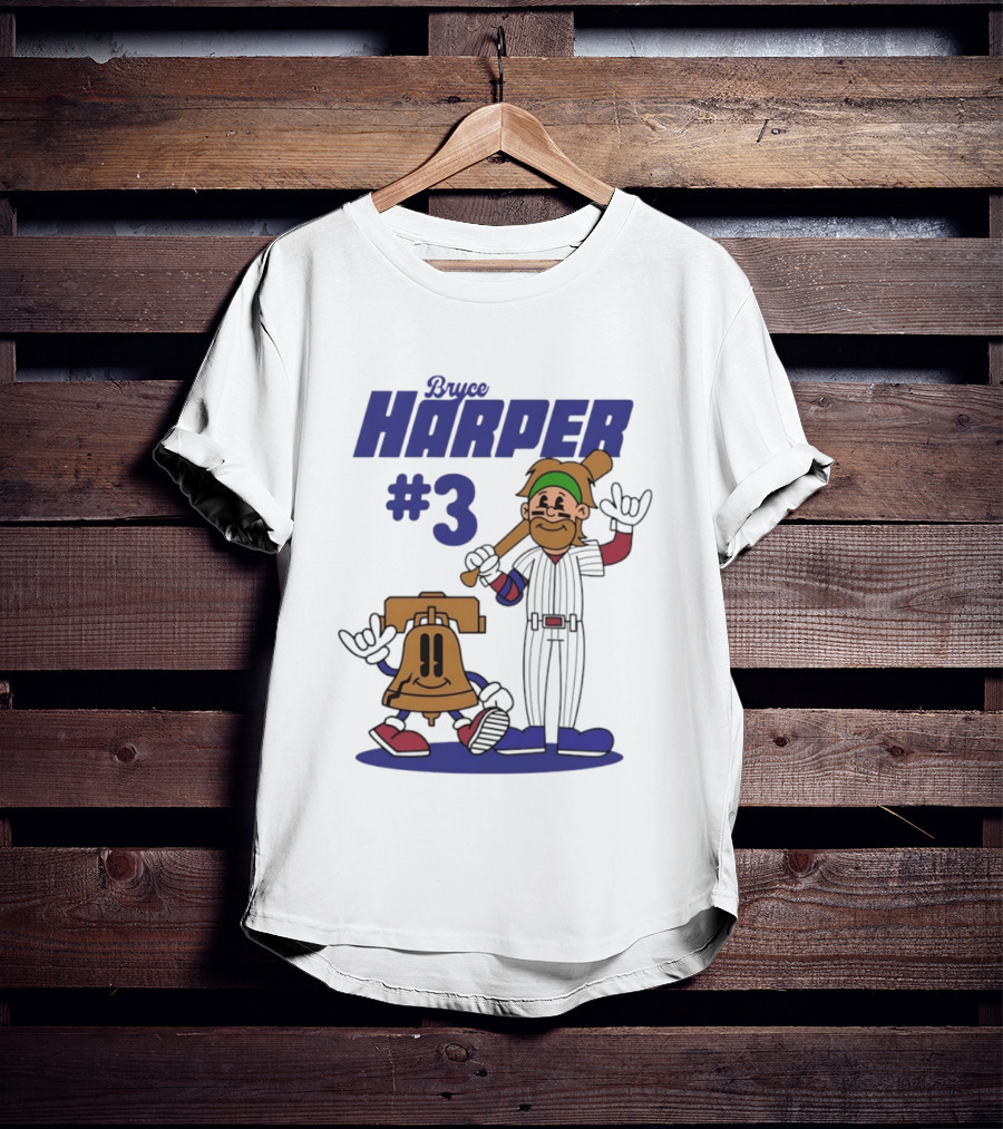 Bryce Harper #3 Philadelphia Phillies MLB Liberty Bell Animated Players T-Shirt