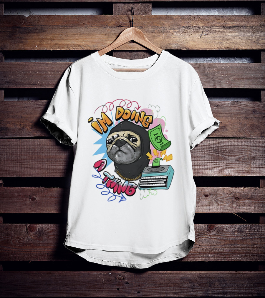 Roodabeguh Im Doing A Thing Funny Sloth In With Money And Typewriter T-Shirt
