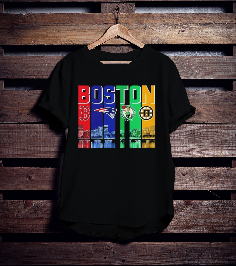 Boston Red Sox Patriots Celtics Bruins Skyline T-Shirt