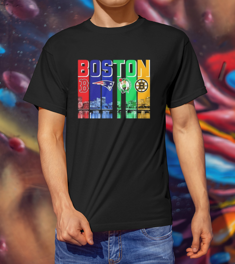 Boston Red Sox Patriots Celtics Bruins Skyline T-Shirt