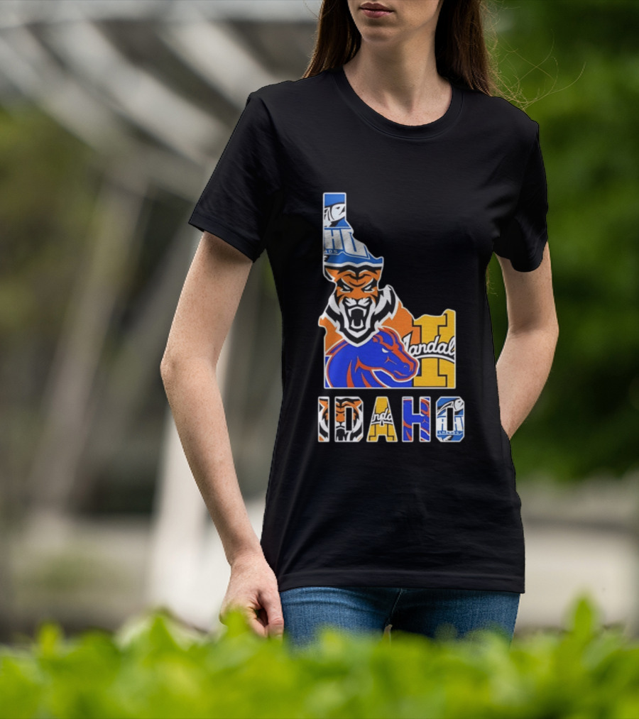 Idaho State Bengals Boise State Broncos Vandals Map Collage 2026 T-Shirt