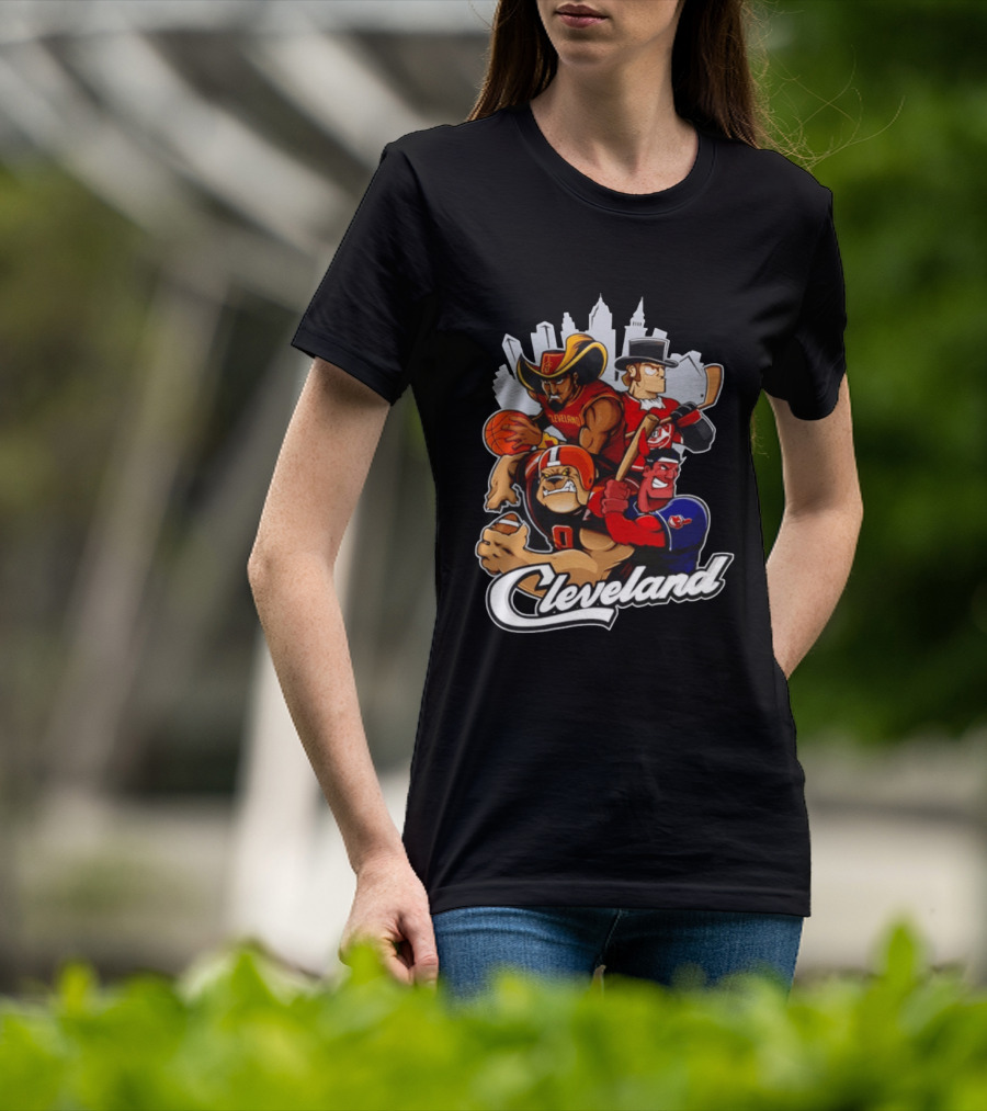 Cleveland Sports Teams Skyline Mashup 2026 T-Shirt