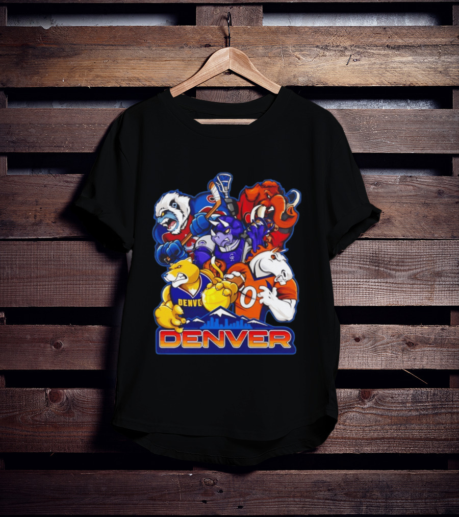 Denver Sports Teams Mascot Collage Featuring Iconic City T-Shirt