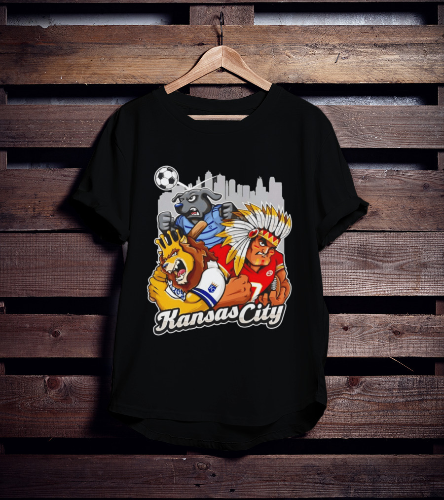 Kansas City Chiefs Royals Sporting KC Cityscape Sports Mashup T-Shirt