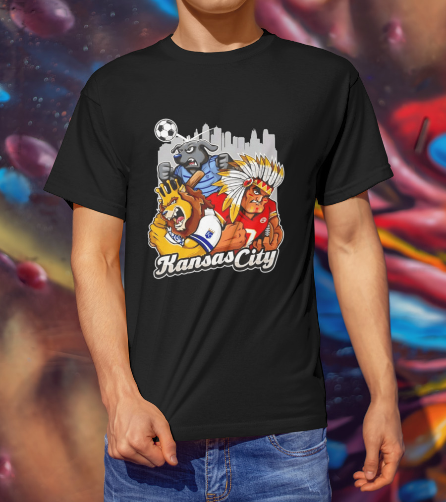 Kansas City Chiefs Royals Sporting KC Cityscape Sports Mashup T-Shirt