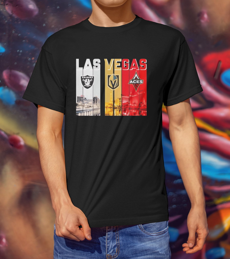 Las Vegas Raiders Golden Knights Aces Skyline T-Shirt