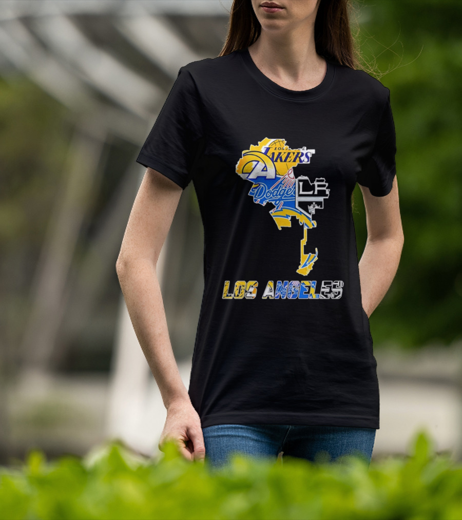 Los Angeles Lakers Dodgers Rams Chargers Kings Map Season 2026 T-Shirt