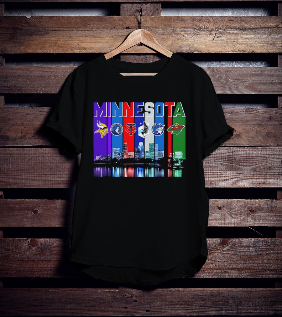 Minnesota Vikings Timberwolves Twins Lynx Wild Skyline 2026 T-Shirt