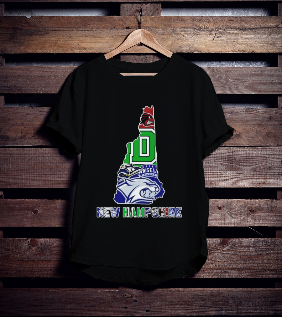 New Hampshire State Map Saint Anselm Hawks Wildcats Dartmouth Big Green 2026 T-Shirt