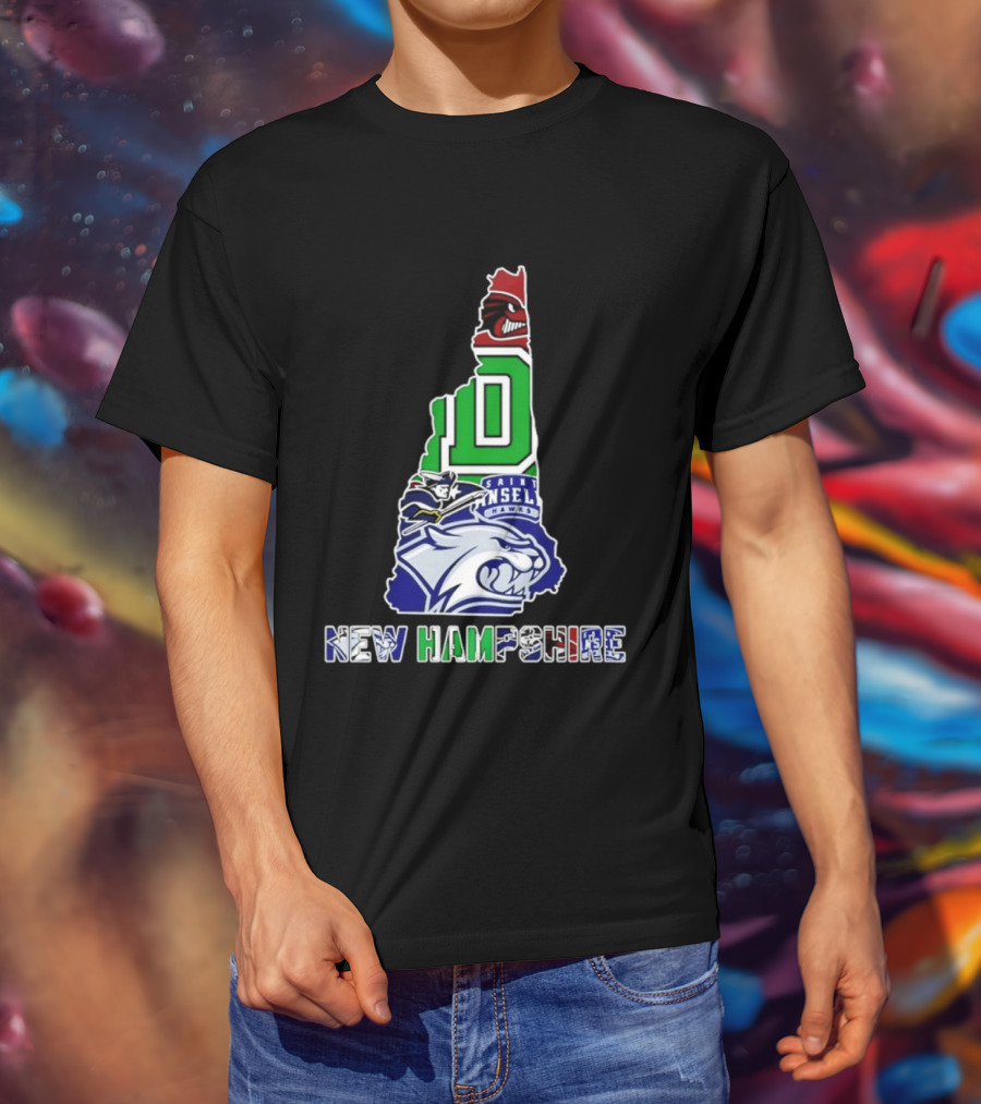New Hampshire State Map Saint Anselm Hawks Wildcats Dartmouth Big Green 2026 T-Shirt
