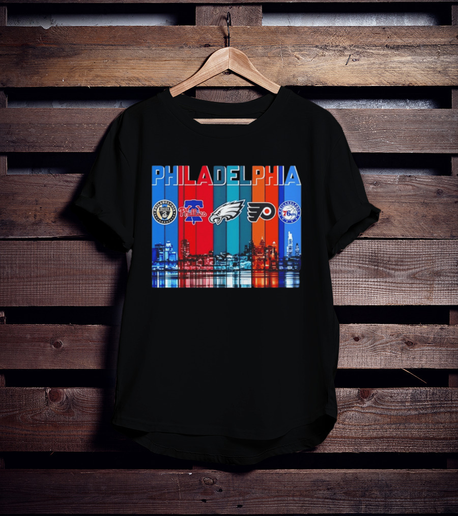 Philadelphia Union Phillies Eagles Flyers 76ers Skyline 2026 T-Shirt