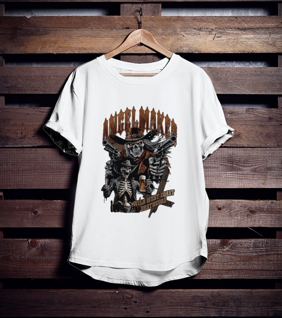 AngelMaker Wild West Coast Deathcore Skeleton Gunslinger Violence T-Shirt