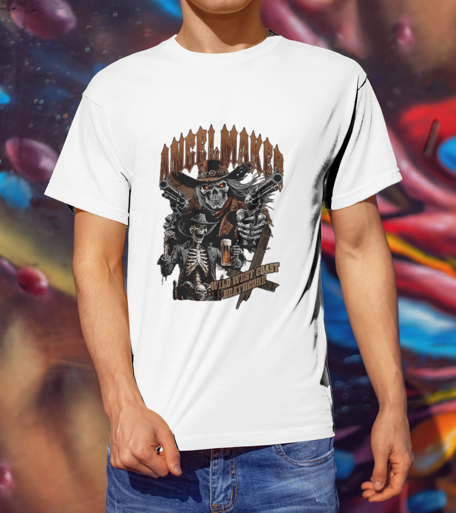 AngelMaker Wild West Coast Deathcore Skeleton Gunslinger Violence T-Shirt