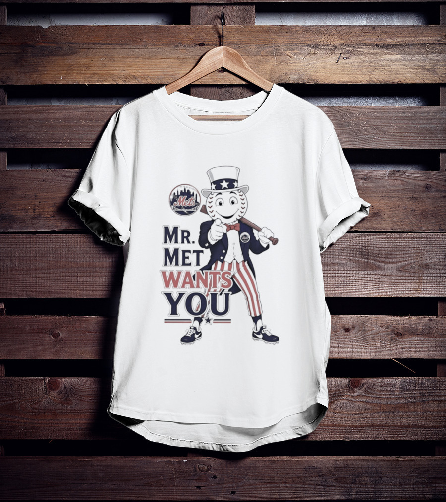 Mr. Met Wants You New York Mets Uncle Sam Baseball Fan T-Shirt