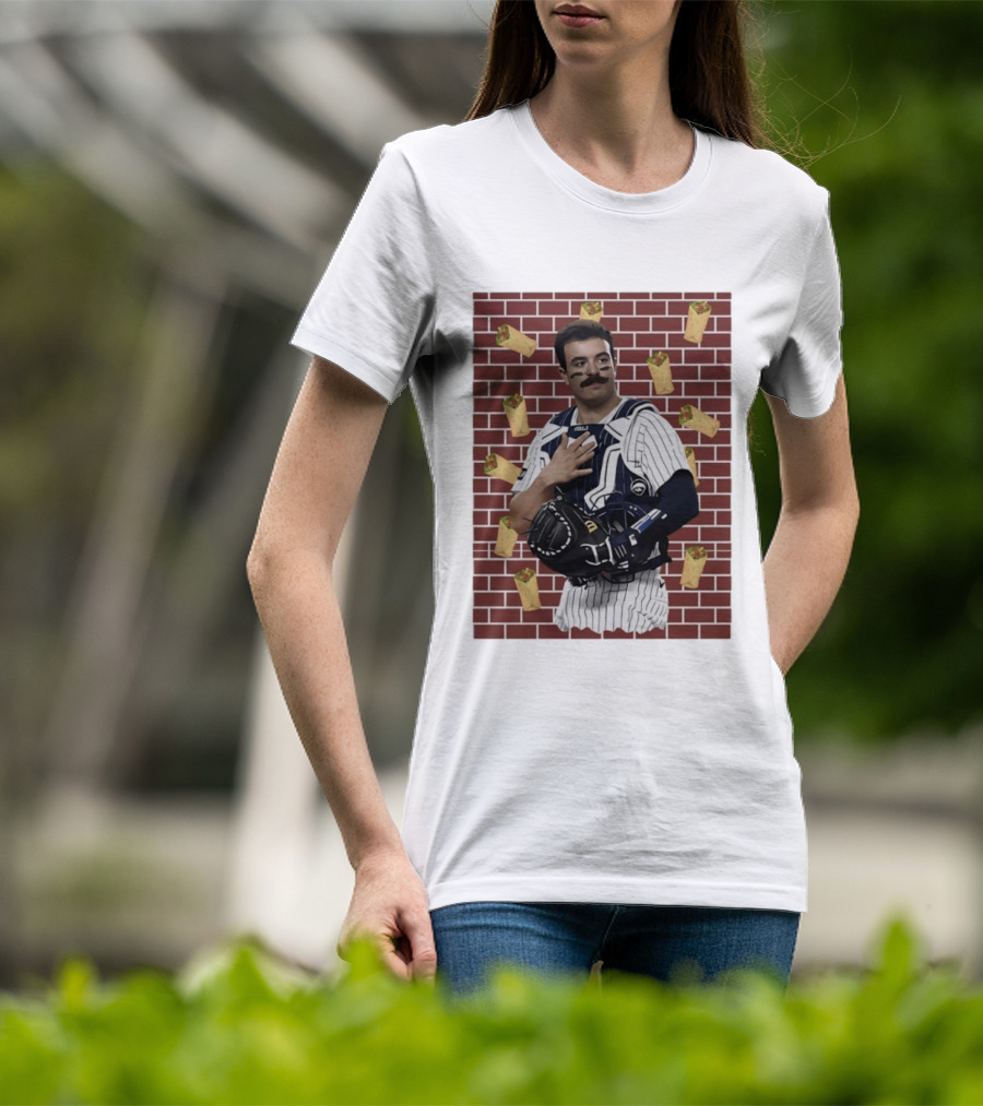 Yankees Austin Wells Catcher With Brick Wall And Burrito T-Shirt