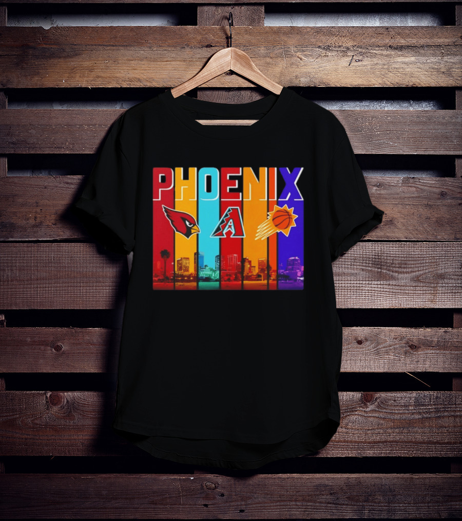 Phoenix Cardinals Diamondbacks Suns Skyline Sports Logos T-Shirt