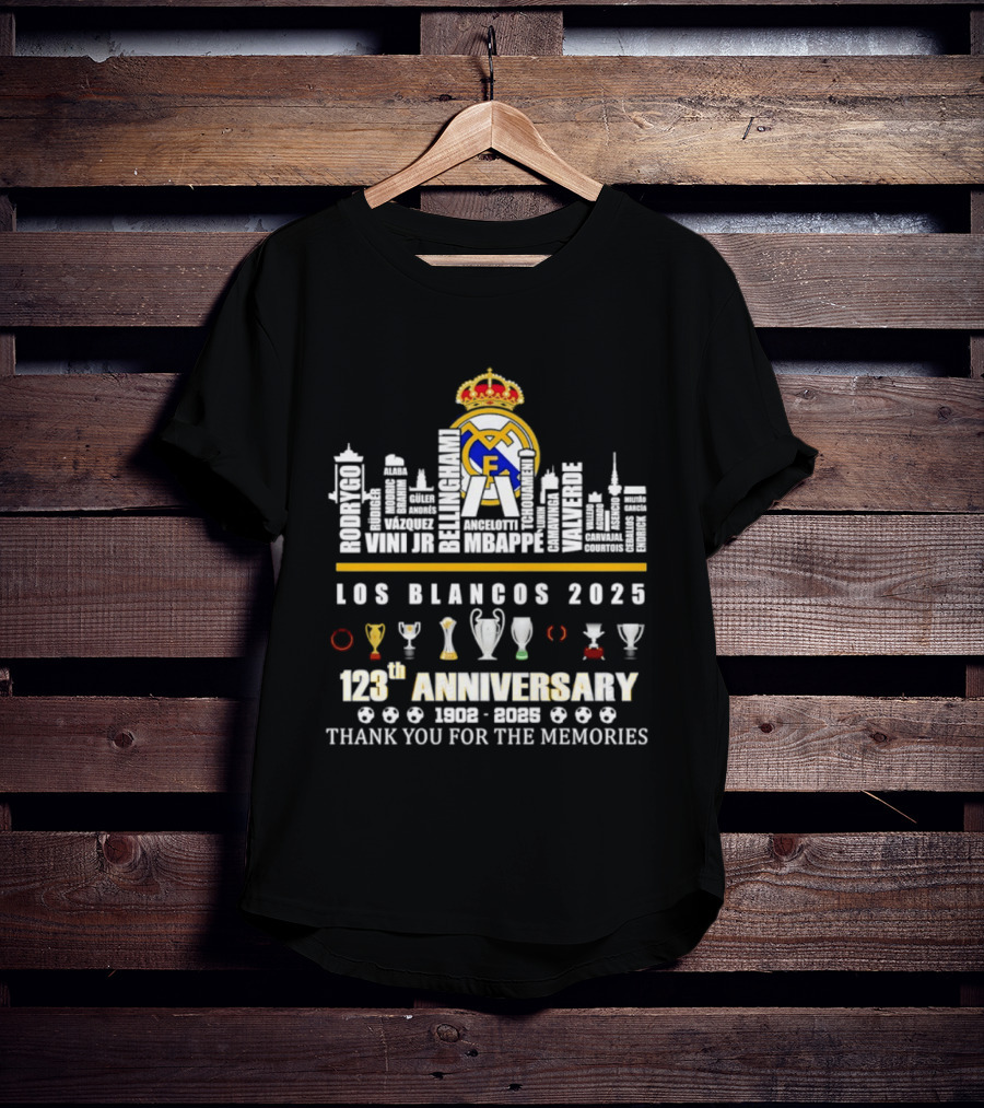 Real Madrid Los Blancos 2025 123th Anniversary 1902 2025 Thank You For The Memories T-Shirt