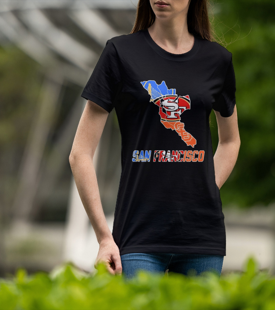 San Francisco State Map Golden State Warriors 49ers 2026 T-Shirt