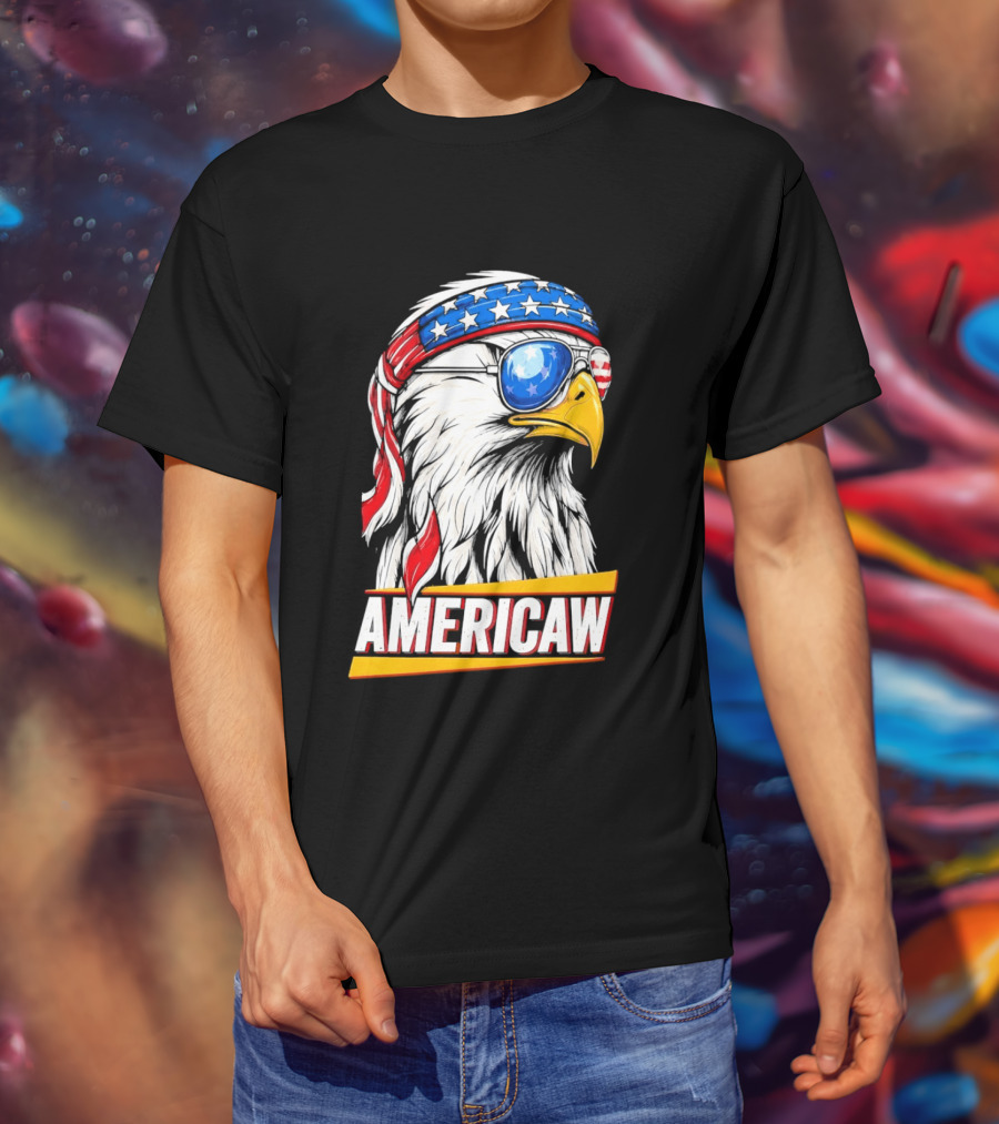 Bald Eagle Americaw Bandana American Flag USA T-Shirt
