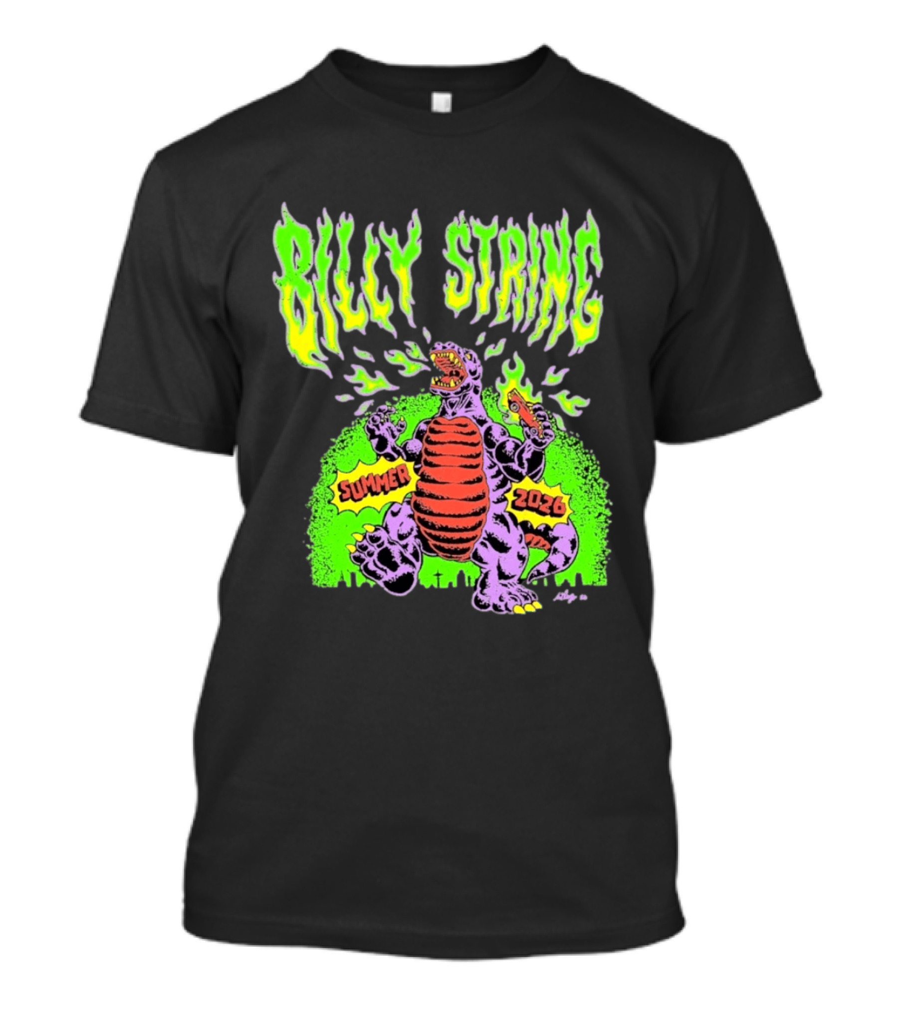 Billy Strings Summer 2026 Terrible Lizard Monster Concert Tour Neon Comic T-Shirt