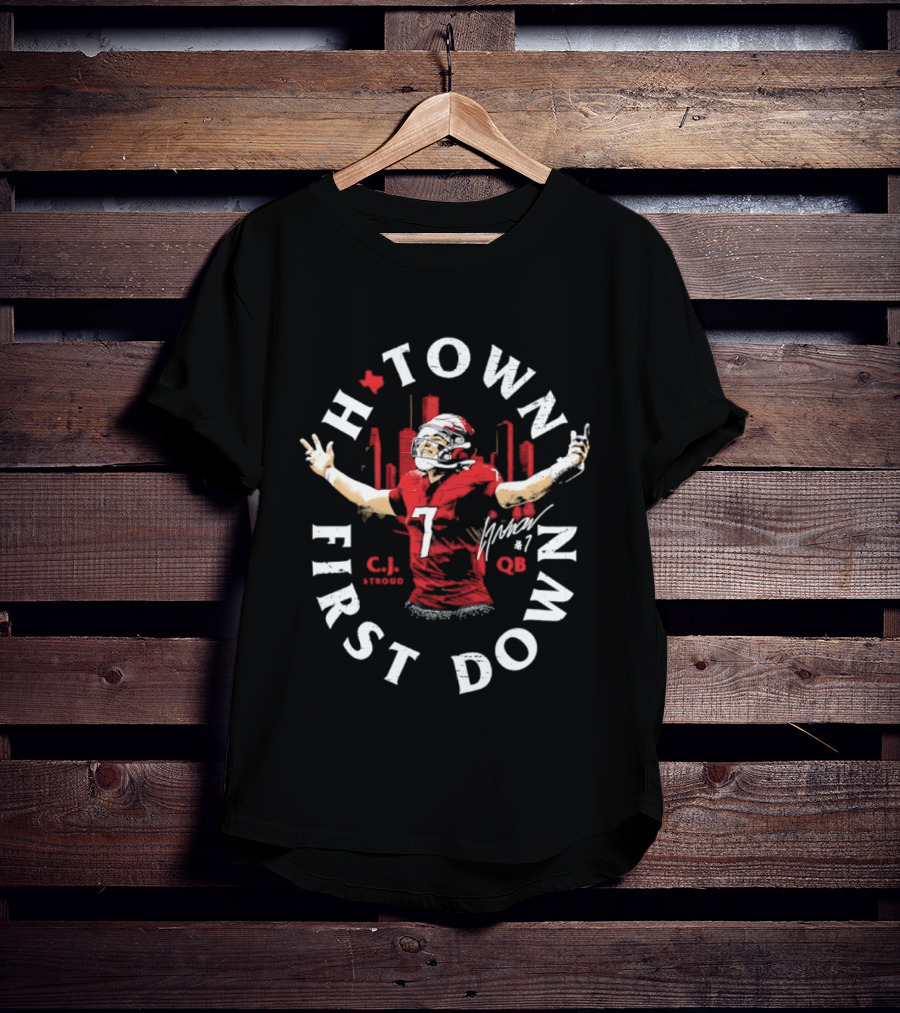 C.J. Stroud QB 7 Houston Texans H Town First Down T-Shirt