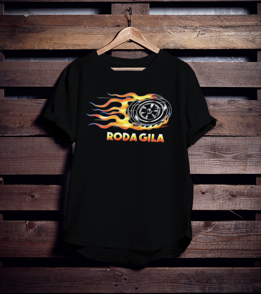 Roda Gila Kelompok Penerbang Roket Motorbike Flame Wheel Graphic 2 Sided T-Shirt