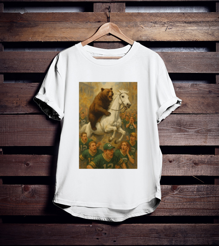 Bear Riding Horse Surprising Green Bay Packers Fans NFL Humor T-Shirt