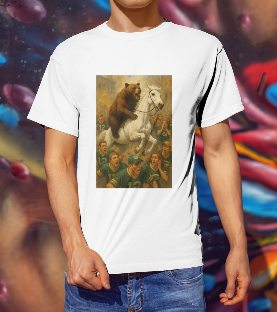 Bear Riding Horse Surprising Green Bay Packers Fans NFL Humor T-Shirt