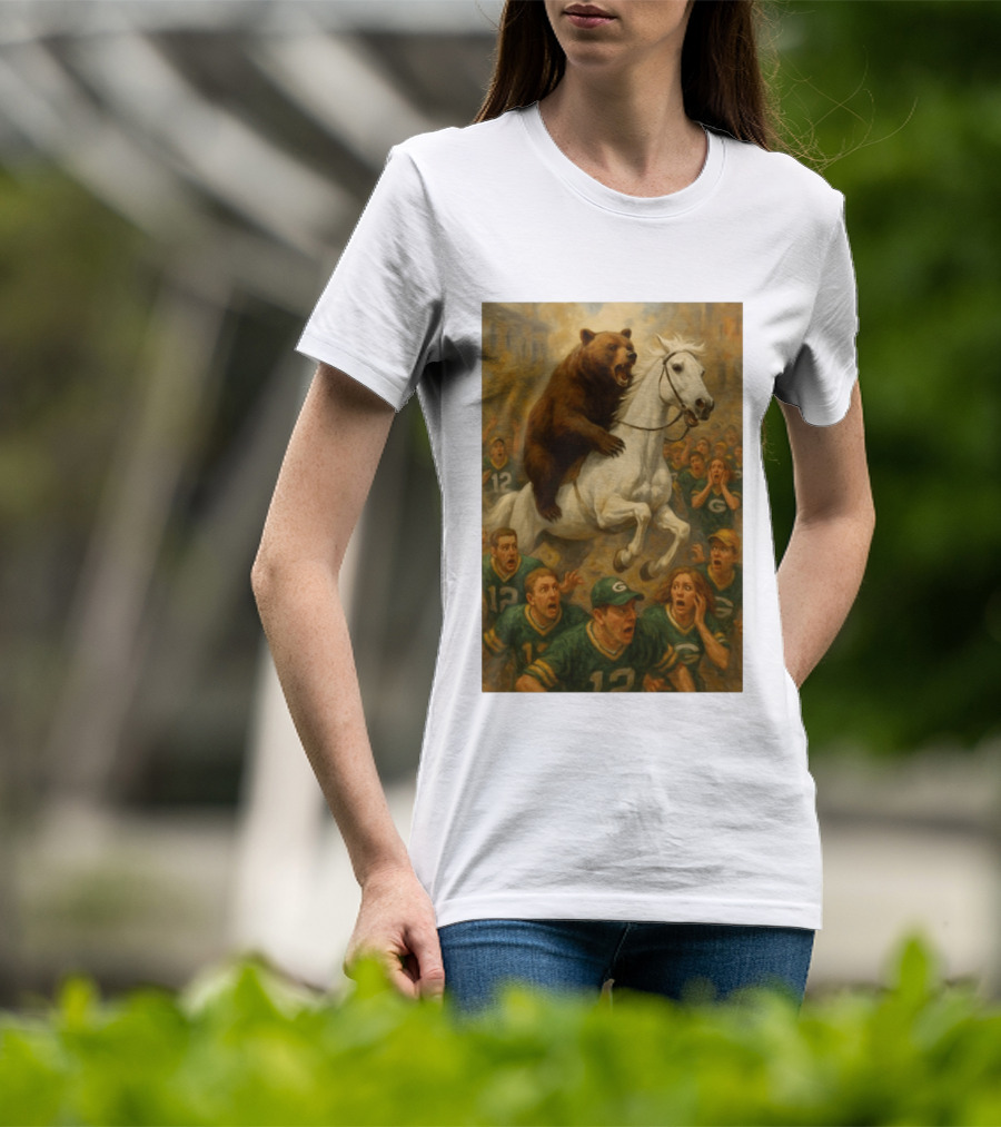 Bear Riding Horse Surprising Green Bay Packers Fans NFL Humor T-Shirt