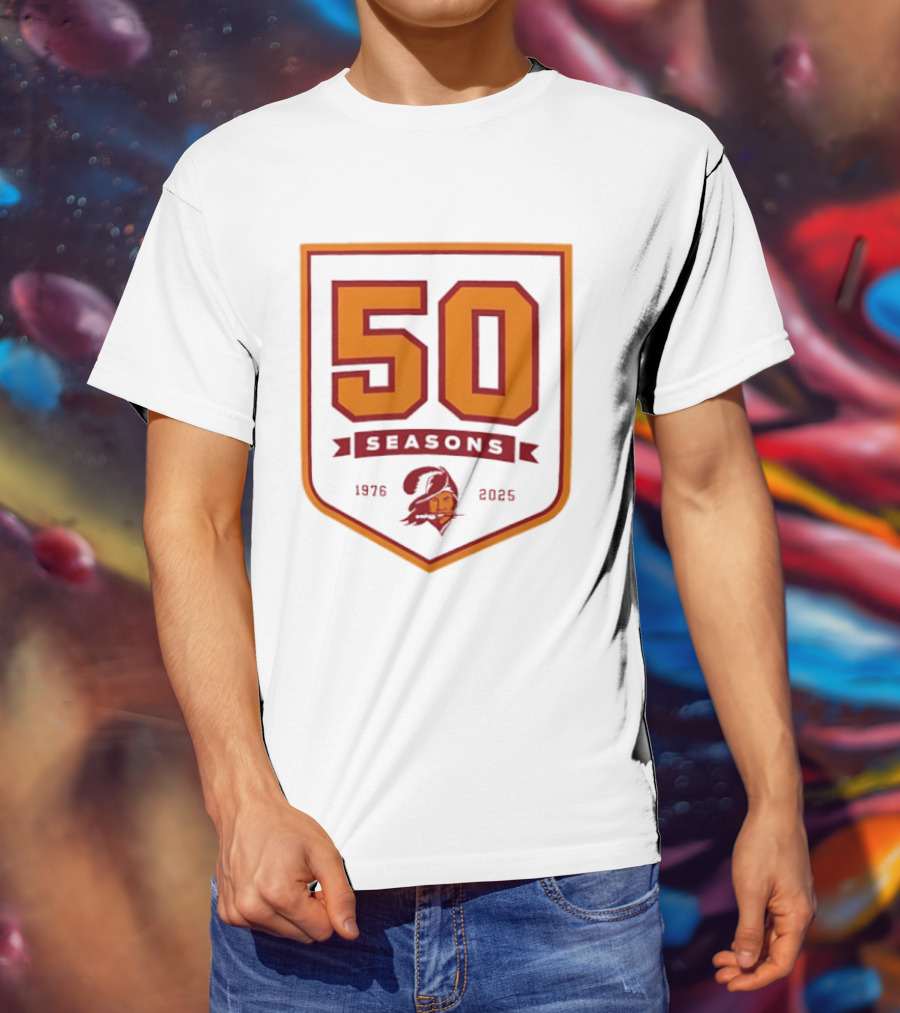 Bucky Irving 7 Tampa Bay Buccaneers 50 Seasons 1976 2025 T-Shirt