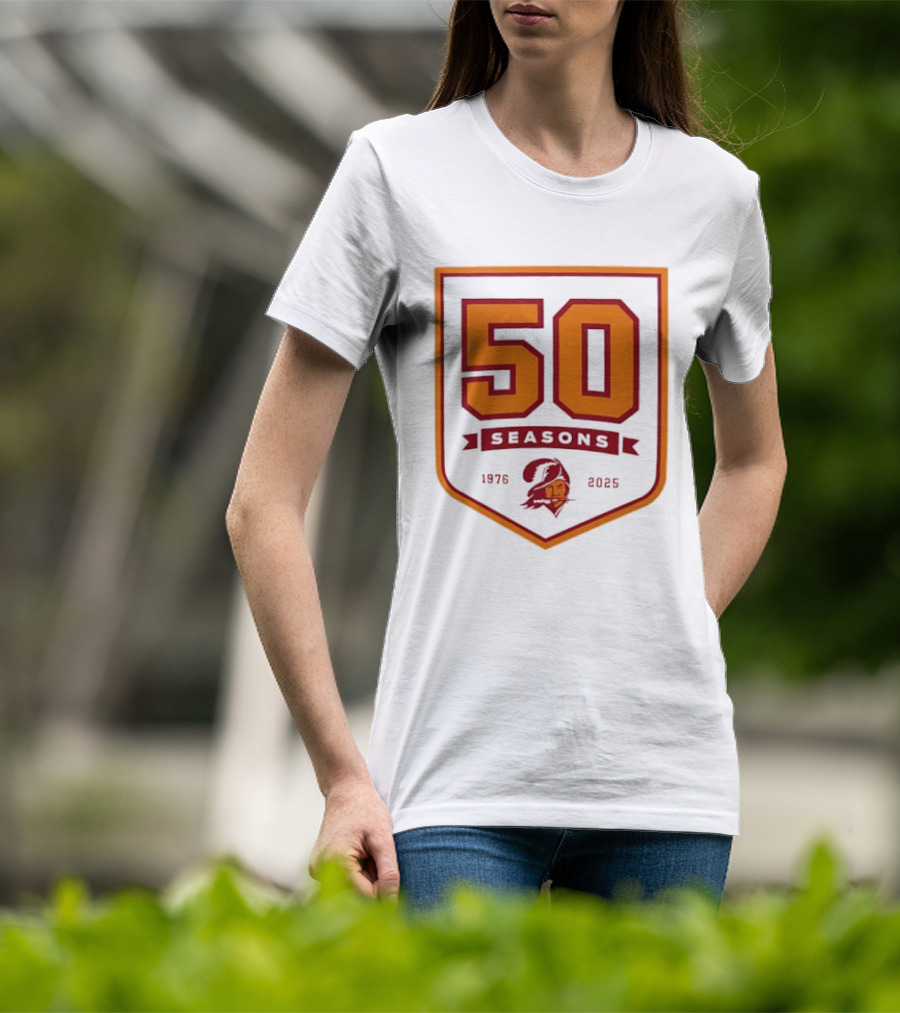 Bucky Irving 7 Tampa Bay Buccaneers 50 Seasons 1976 2025 T-Shirt
