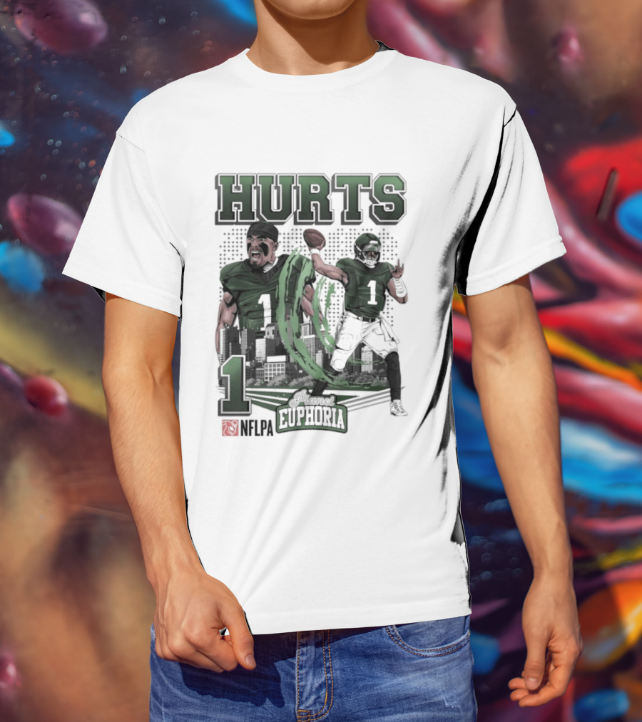 Jalen Hurts 1 Euphoria Philadelphia Eagles Player Collage T-Shirt