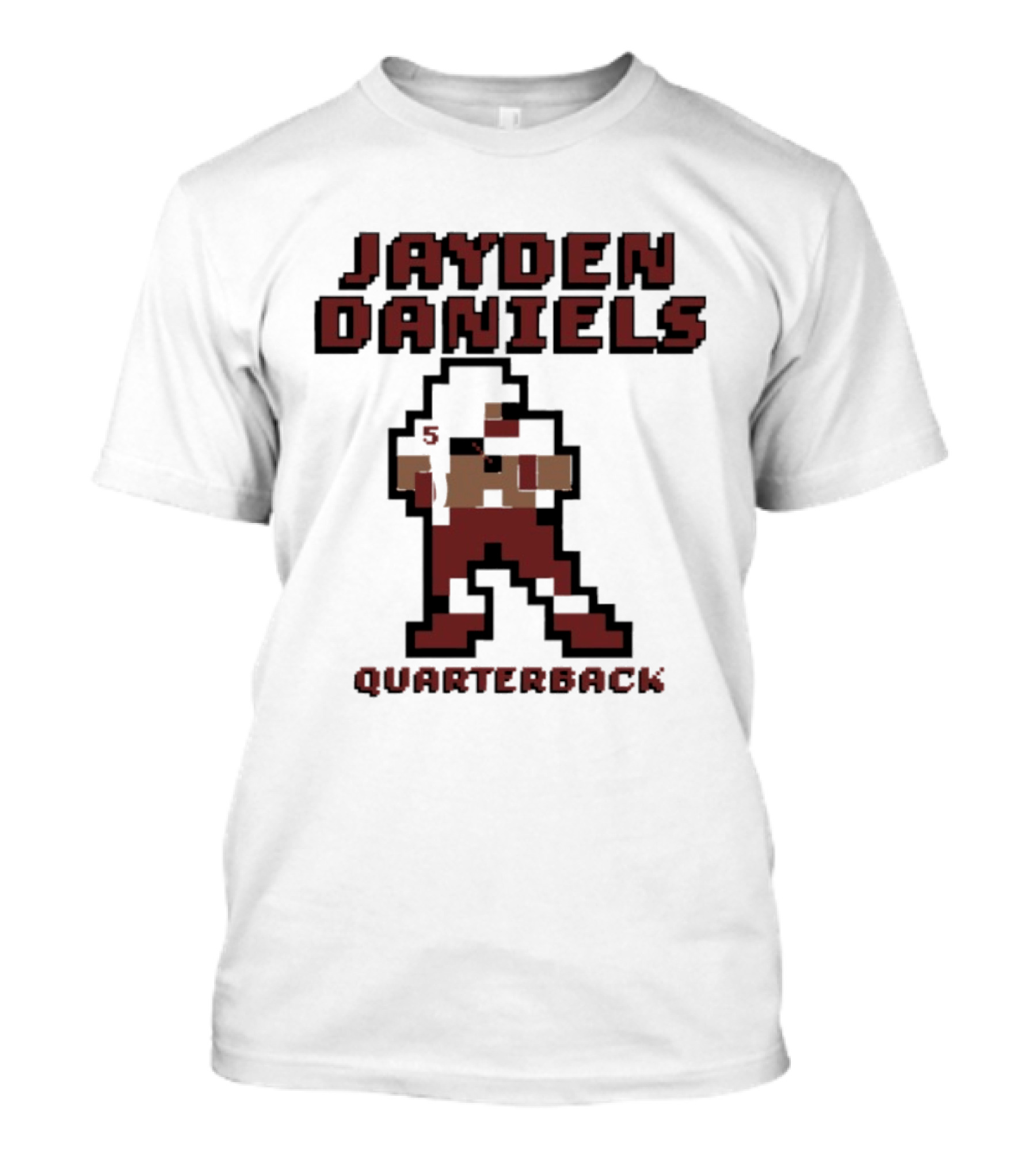 Jayden Daniels 5 Washington Commanders Quarterback Pixel T-Shirt