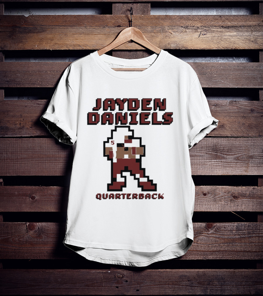 Jayden Daniels 5 Washington Commanders Quarterback Pixel T-Shirt