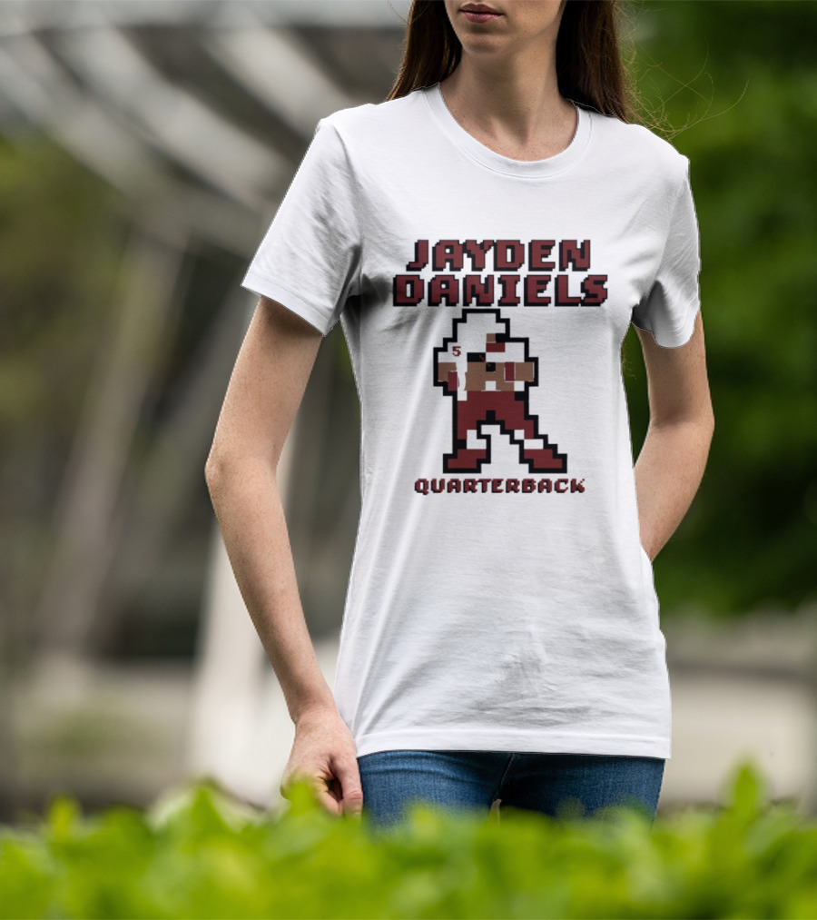 Jayden Daniels 5 Washington Commanders Quarterback Pixel T-Shirt