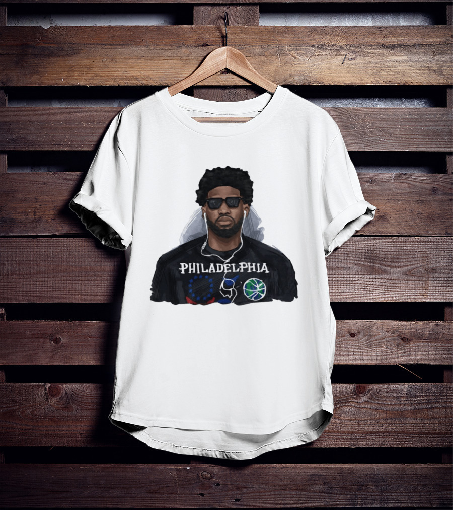 Philadelphia Joel Embiid Wired Earphones Basketball 76ers T-Shirt