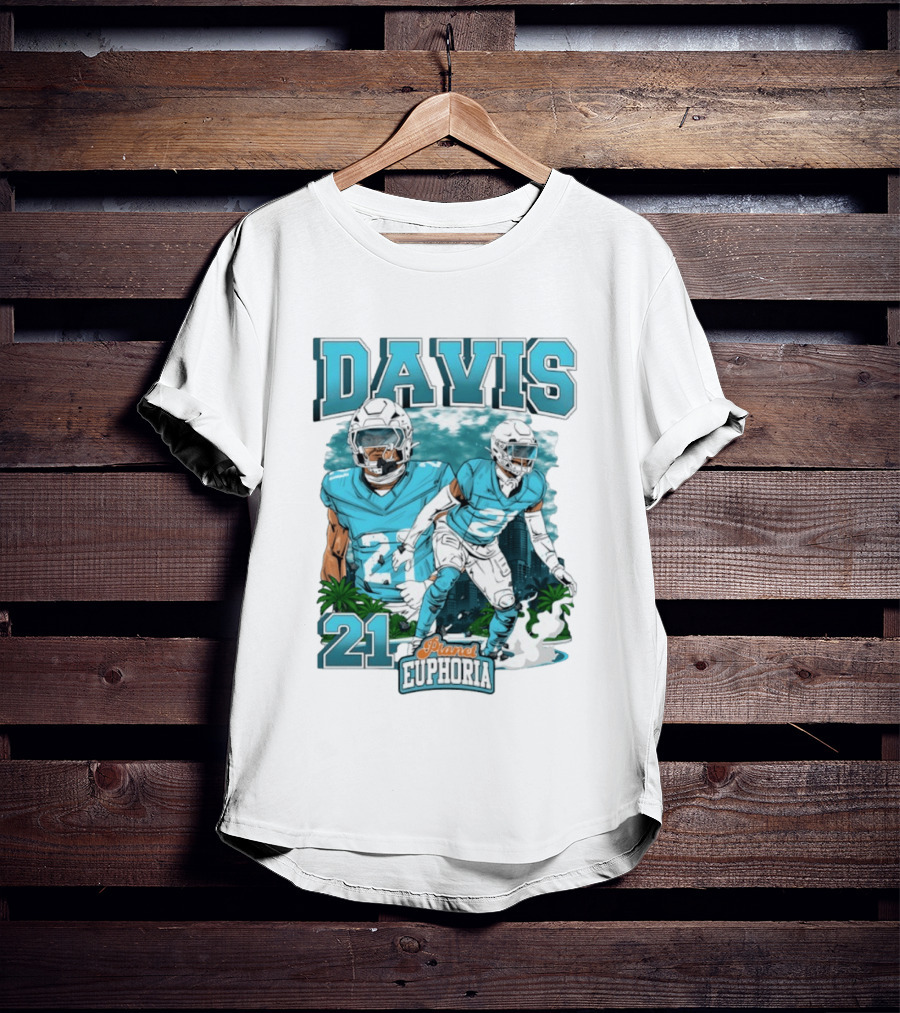 Davis 21 Planet Euphoria Football Player Miami Dolphins T-Shirt