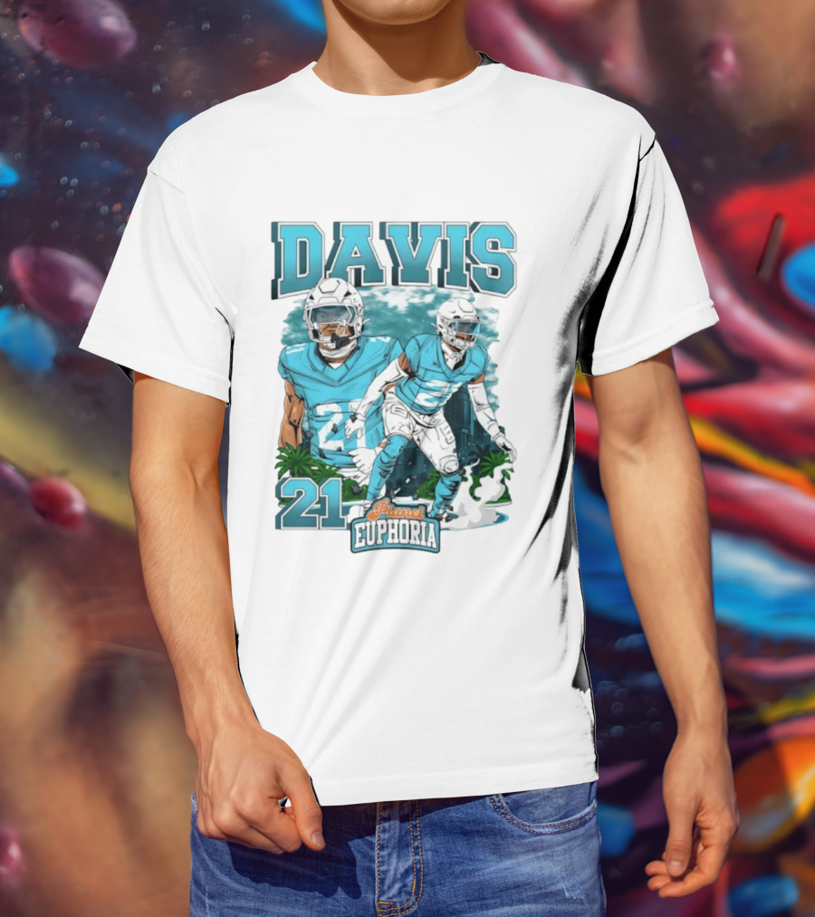 Davis 21 Planet Euphoria Football Player Miami Dolphins T-Shirt