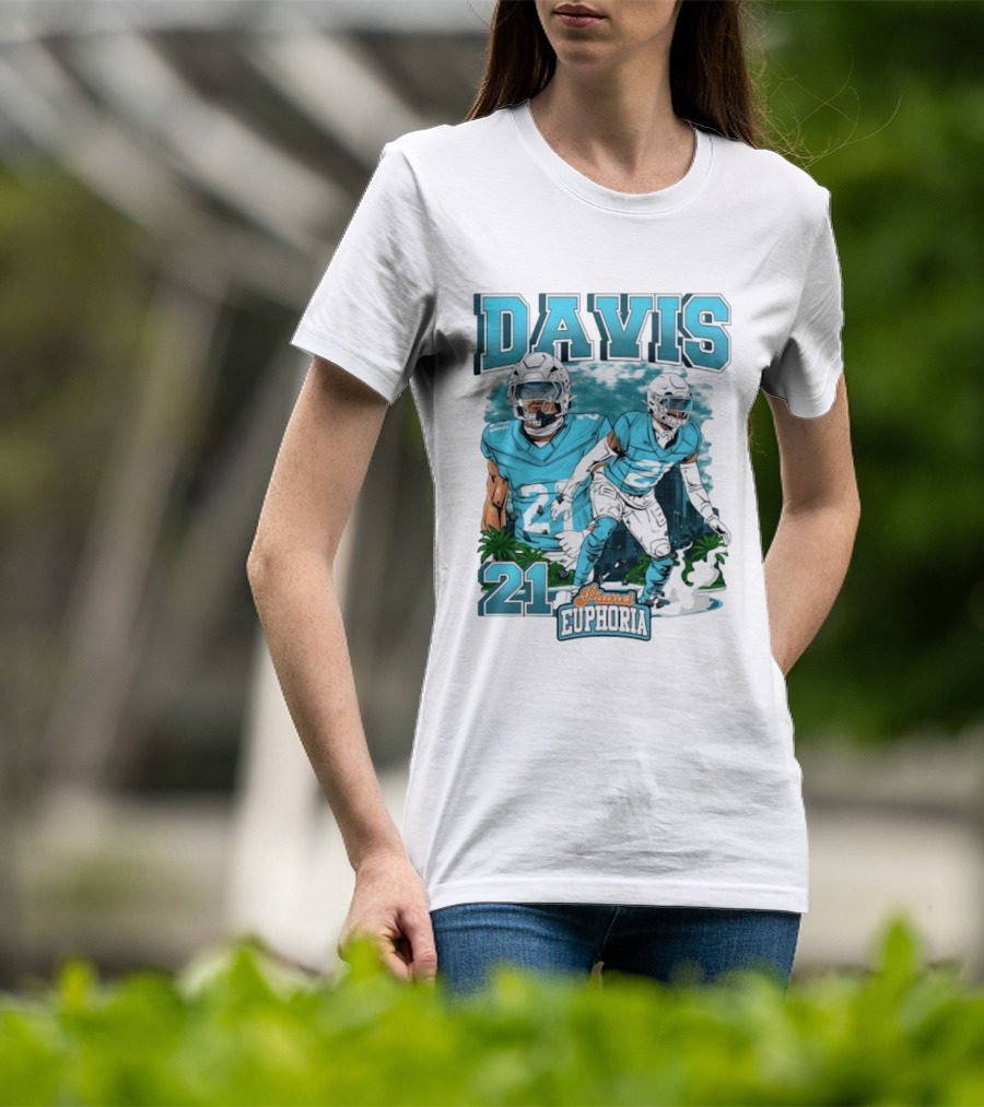 Davis 21 Planet Euphoria Football Player Miami Dolphins T-Shirt