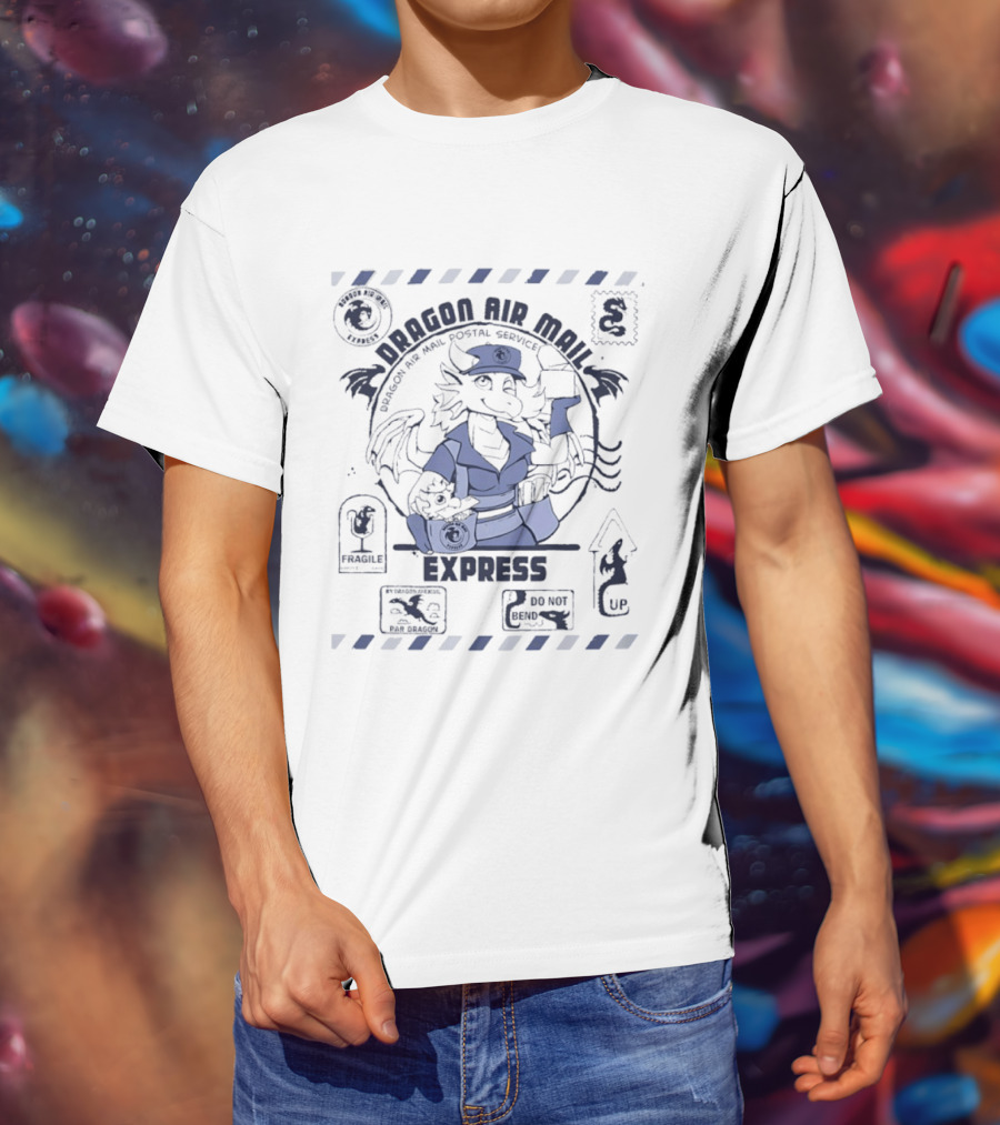 Dragon Air Mail Postal Service Express Stamp Winged Courier T-Shirt