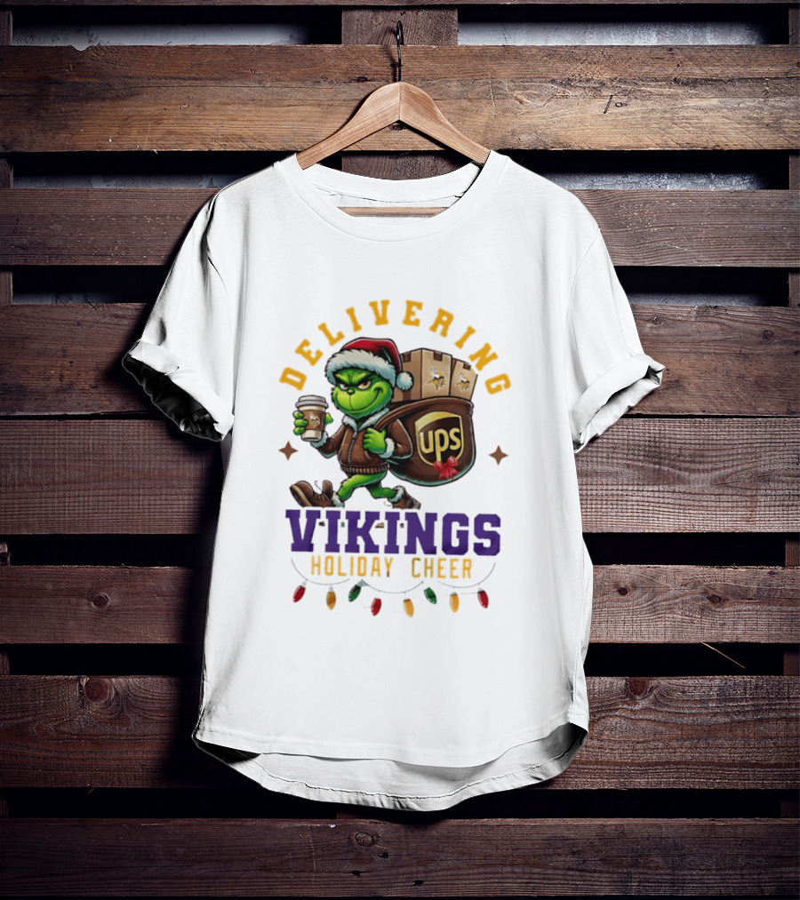 Delivering Vikings Holiday Cheer Grinch UPS Christmas T-Shirt