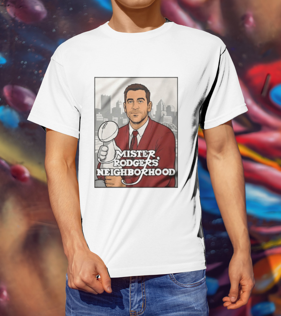 Mister Rodgers Neighborhood Aaron Rodgers Pittsburgh Skyline T-Shirt