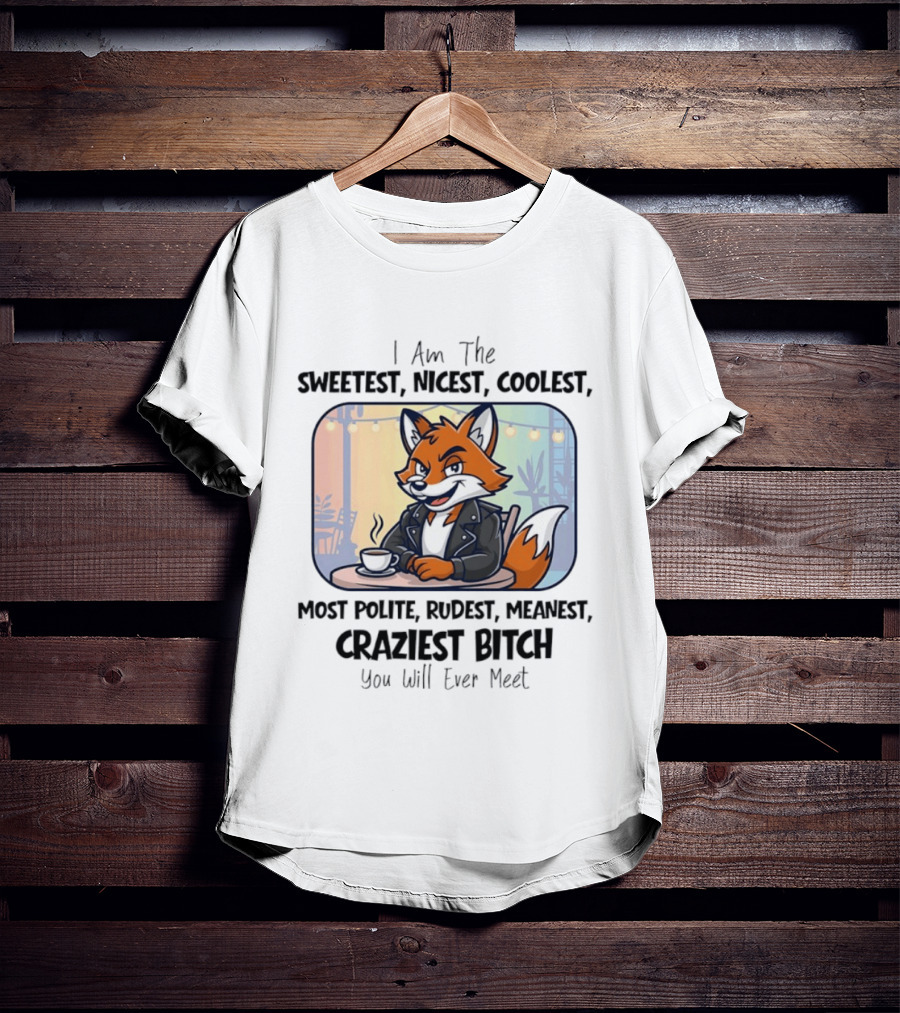I Am The Sweetest Nicest Coolest Most Polite Rudest Meanest Craziest Bitch You Will Ever Meet Fox Coffee T-Shirt